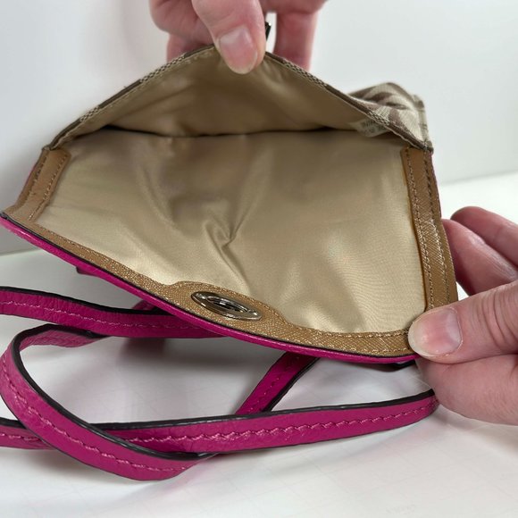 Coach Crossbody Hot Pink Tan Wallet 6x4.5 - Picture 7 of 7
